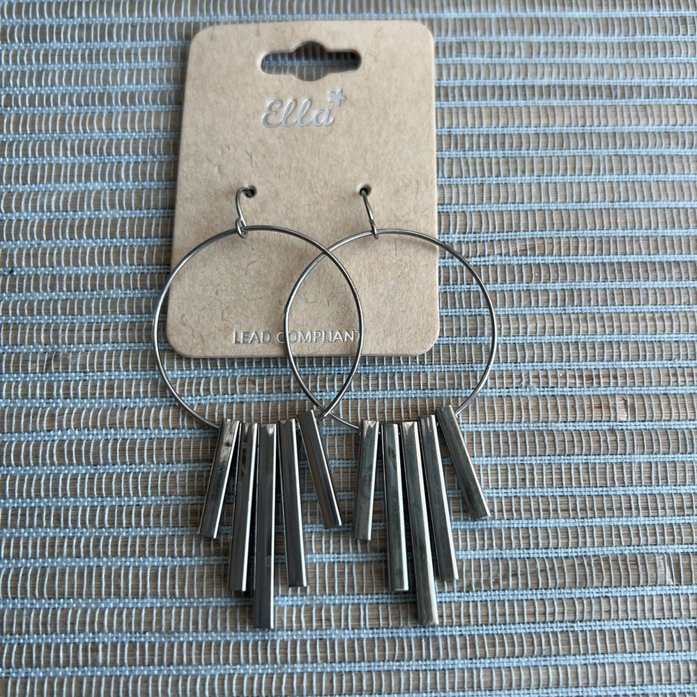 Ella Metallic Dangle Hoop Earrings